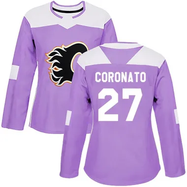 Purple Women's Matt Coronato Authentic Calgary Flames Fights Cancer Practice Jersey