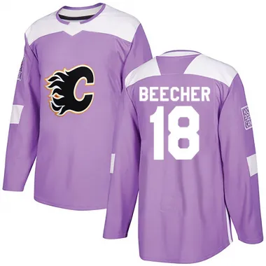 Purple Youth John Beecher Authentic Calgary Flames Fights Cancer Practice Jersey