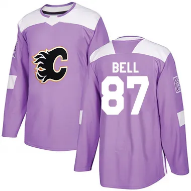 Purple Youth Parker Bell Authentic Calgary Flames Fights Cancer Practice Jersey