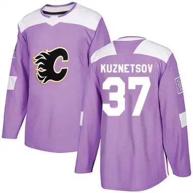 Purple Youth Yan Kuznetsov Authentic Calgary Flames Fights Cancer Practice Jersey