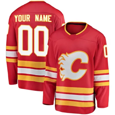 Red Men's Custom Breakaway Calgary Flames Alternate Jersey