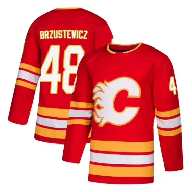 Red Men's Hunter Brzustewicz Authentic Calgary Flames Alternate Jersey