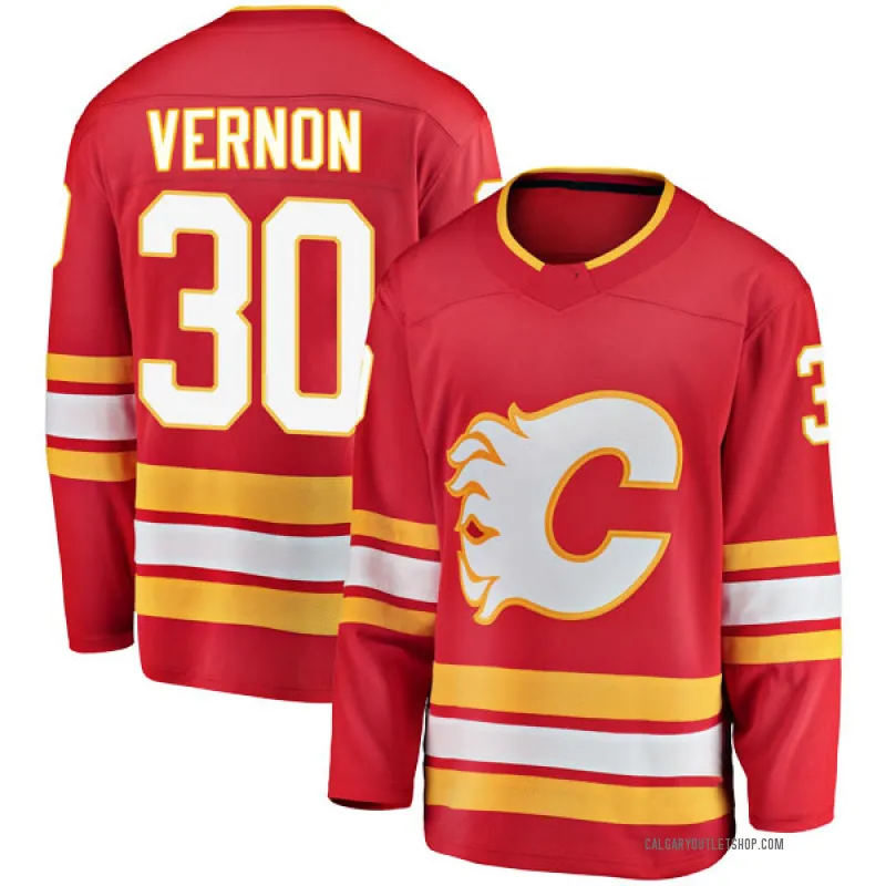 Red Men's Mike Vernon Breakaway Calgary Flames Alternate Jersey