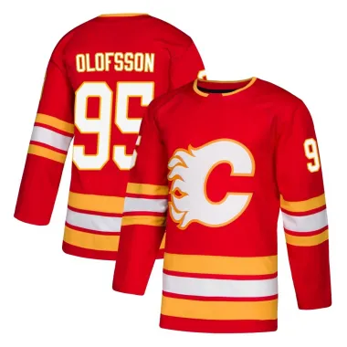 Red Men's Victor Olofsson Authentic Calgary Flames Alternate Jersey