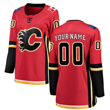 Red Women's Custom Breakaway Calgary Flames Home Jersey