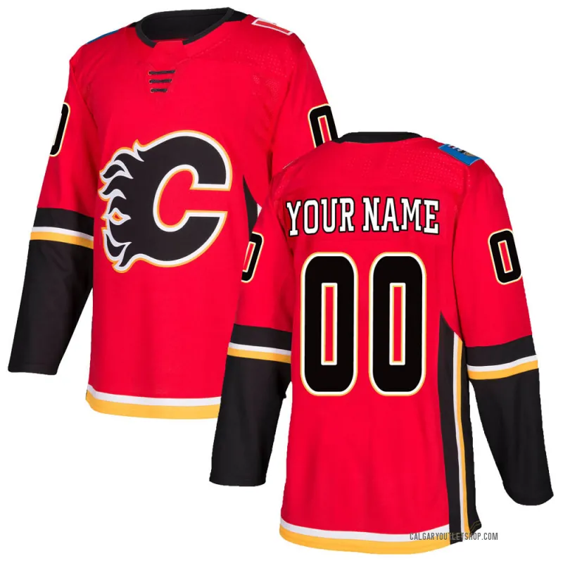 Red Youth Custom Authentic Calgary Flames Home Jersey