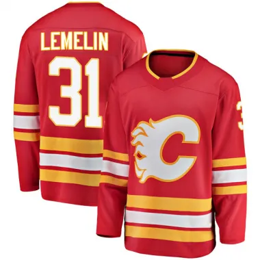 Red Youth Rejean Lemelin Breakaway Calgary Flames Alternate Jersey