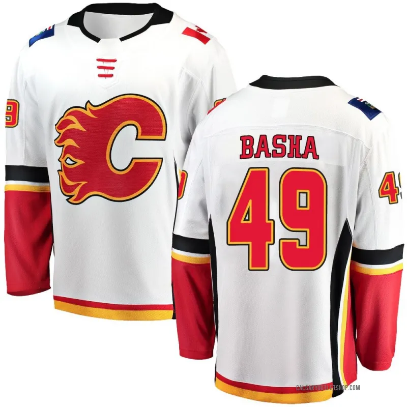 White Men's Andrew Basha Breakaway Calgary Flames Away Jersey