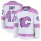 White Men's Connor Zary Premium Calgary Flames 2024 Hockey Fights Cancer Practice Jersey