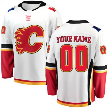 White Men's Custom Breakaway Calgary Flames Away Jersey