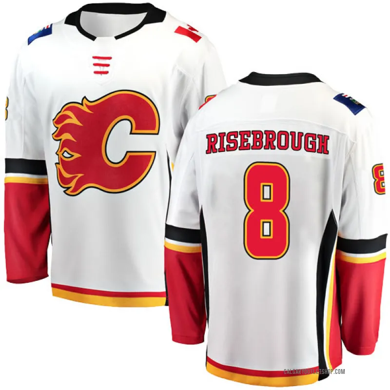 White Men's Doug Risebrough Breakaway Calgary Flames Away Jersey