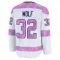 White Men's Dustin Wolf Premium Calgary Flames 2024 Hockey Fights Cancer Practice Jersey