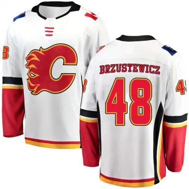 White Men's Hunter Brzustewicz Breakaway Calgary Flames Away Jersey