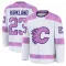 White Men's Justin Kirkland Premium Calgary Flames 2024 Hockey Fights Cancer Practice Jersey