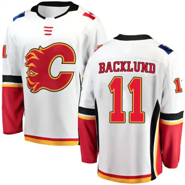 White Men's Mikael Backlund Breakaway Calgary Flames Away Jersey