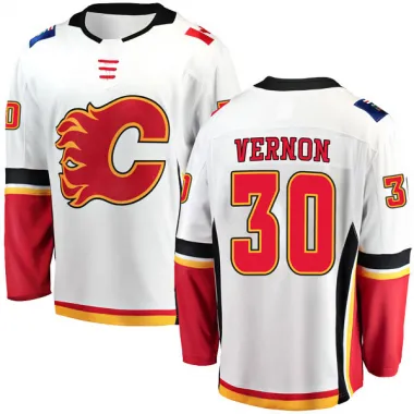 White Men's Mike Vernon Breakaway Calgary Flames Away Jersey