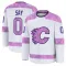 White Men's Owen Say Premium Calgary Flames 2024 Hockey Fights Cancer Practice Jersey