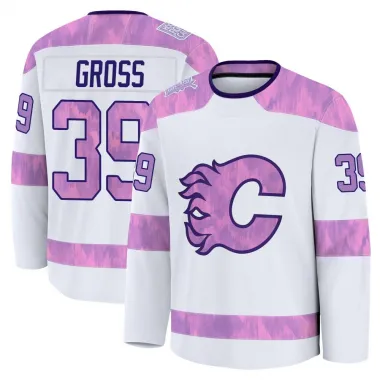 White Men's Tyson Gross Premium Calgary Flames 2024 Hockey Fights Cancer Practice Jersey