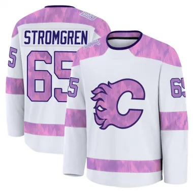 White Men's William Stromgren Premium Calgary Flames 2024 Hockey Fights Cancer Practice Jersey