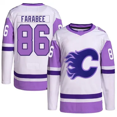 White/Purple Men's Joel Farabee Authentic Calgary Flames Hockey Fights Cancer Primegreen Jersey