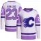 White/Purple Men's Justin Kirkland Authentic Calgary Flames Hockey Fights Cancer Primegreen Jersey