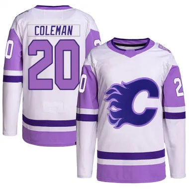 White/Purple Youth Blake Coleman Authentic Calgary Flames Hockey Fights Cancer Primegreen Jersey
