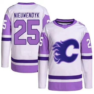 White/Purple Youth Joe Nieuwendyk Authentic Calgary Flames Hockey Fights Cancer Primegreen Jersey