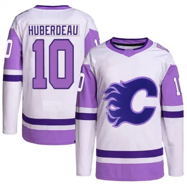 White/Purple Youth Jonathan Huberdeau Authentic Calgary Flames Hockey Fights Cancer Primegreen Jersey