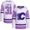 White/Purple Youth Rejean Lemelin Authentic Calgary Flames Hockey Fights Cancer Primegreen Jersey