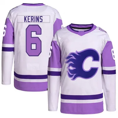 White/Purple Youth Rory Kerins Authentic Calgary Flames Hockey Fights Cancer Primegreen Jersey