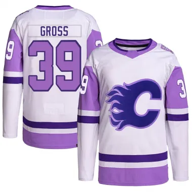 White/Purple Youth Tyson Gross Authentic Calgary Flames Hockey Fights Cancer Primegreen Jersey