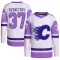 White/Purple Youth Yan Kuznetsov Authentic Calgary Flames Hockey Fights Cancer Primegreen Jersey