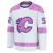 White Youth Abram Wiebe Premium Calgary Flames 2024 Hockey Fights Cancer Practice Jersey