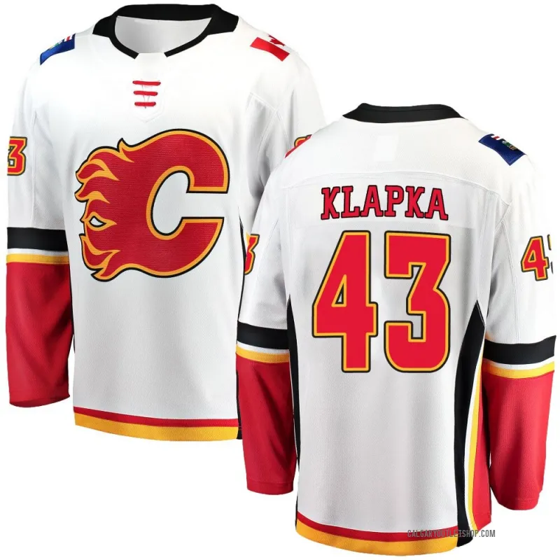 White Youth Adam Klapka Breakaway Calgary Flames Away Jersey
