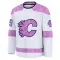 White Youth Andrew Basha Premium Calgary Flames 2024 Hockey Fights Cancer Practice Jersey