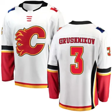 White Youth Artem Grushnikov Breakaway Calgary Flames Away Jersey