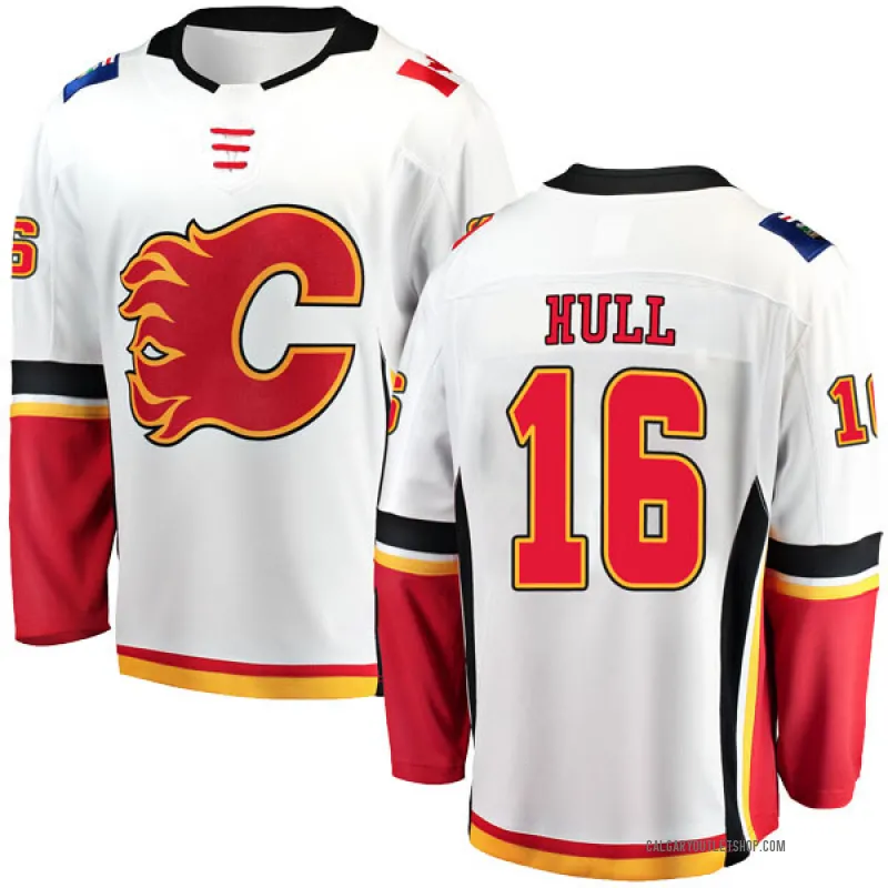 White Youth Brett Hull Breakaway Calgary Flames Away Jersey