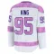 White Youth Carter King Premium Calgary Flames 2024 Hockey Fights Cancer Practice Jersey