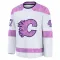 White Youth Connor Zary Premium Calgary Flames 2024 Hockey Fights Cancer Practice Jersey