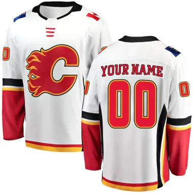 White Youth Custom Breakaway Calgary Flames Away Jersey
