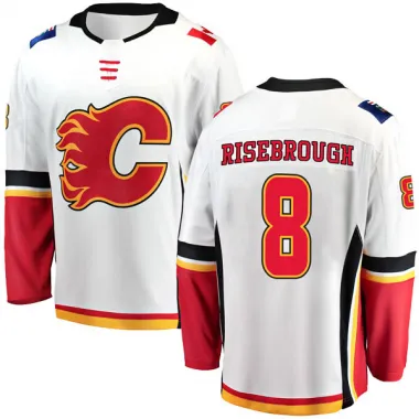 White Youth Doug Risebrough Breakaway Calgary Flames Away Jersey