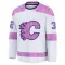 White Youth Dustin Wolf Premium Calgary Flames 2024 Hockey Fights Cancer Practice Jersey