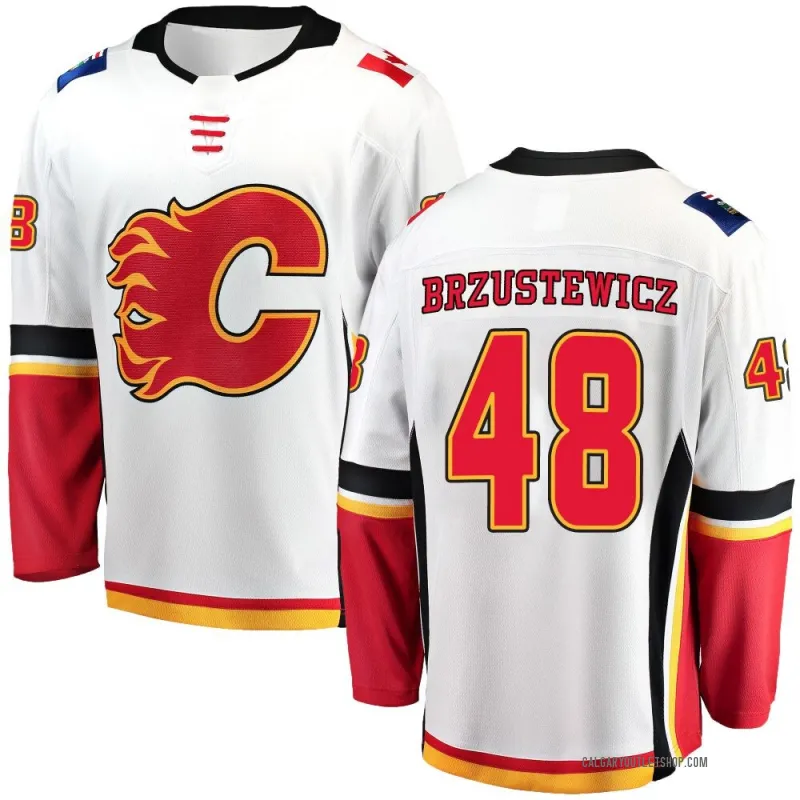 White Youth Hunter Brzustewicz Breakaway Calgary Flames Away Jersey