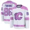 White Youth Joel Farabee Premium Calgary Flames 2024 Hockey Fights Cancer Practice Jersey
