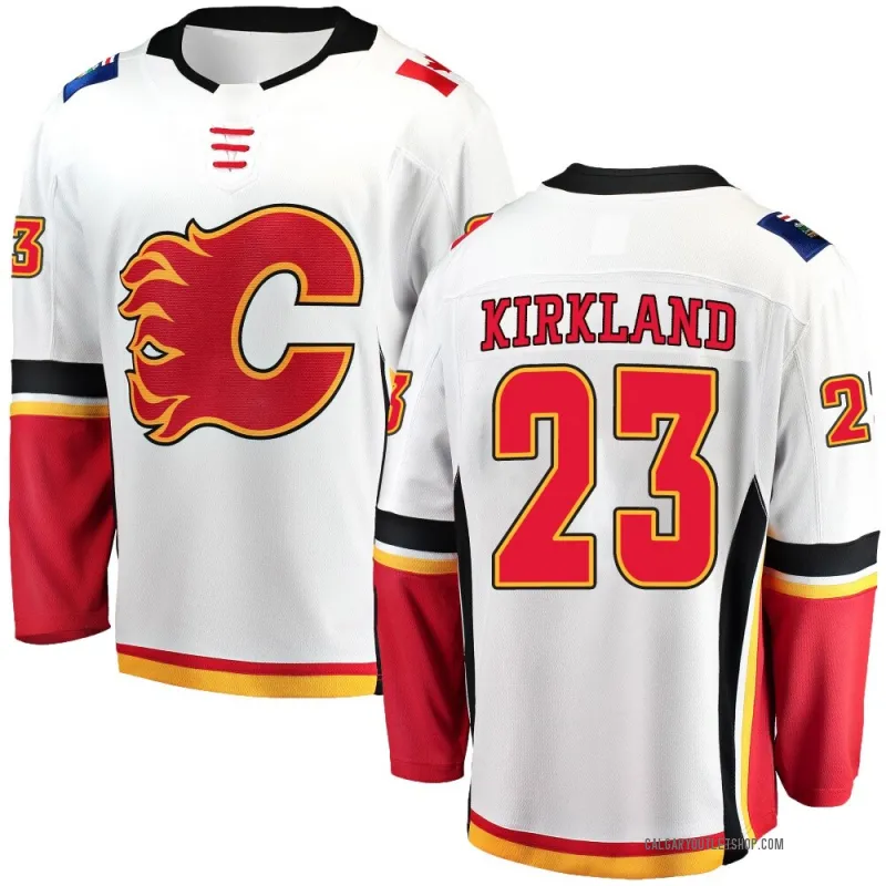 White Youth Justin Kirkland Breakaway Calgary Flames Away Jersey