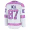 White Youth Parker Bell Premium Calgary Flames 2024 Hockey Fights Cancer Practice Jersey