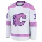 White Youth Rejean Lemelin Premium Calgary Flames 2024 Hockey Fights Cancer Practice Jersey