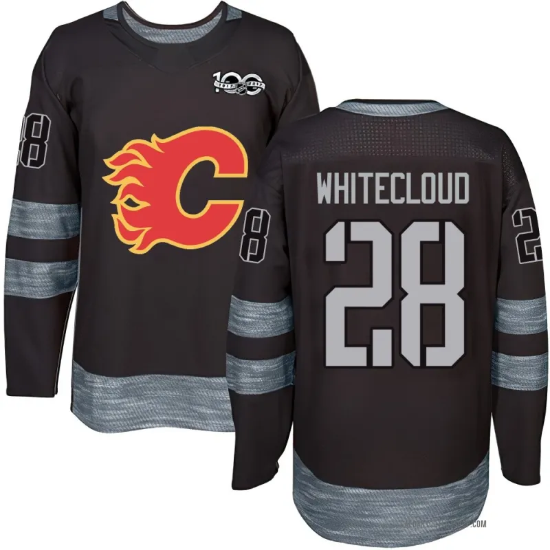 White Youth Zach Whitecloud Authentic Calgary Flames Black 1917-2017 100th Anniversary Jersey